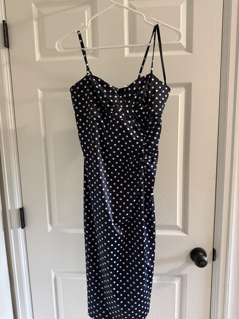 Donna Ricco Navy and White Polka Dot Midi Dress